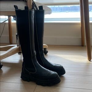 Ganni Black Knee-High Boots